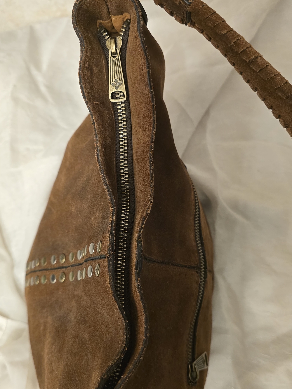 Patricia Nash Brown Suede Studded Hobo